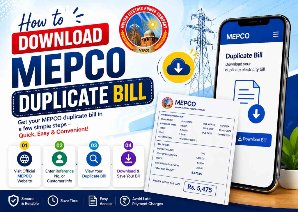 How to Download MEPCO Duplicate Bill