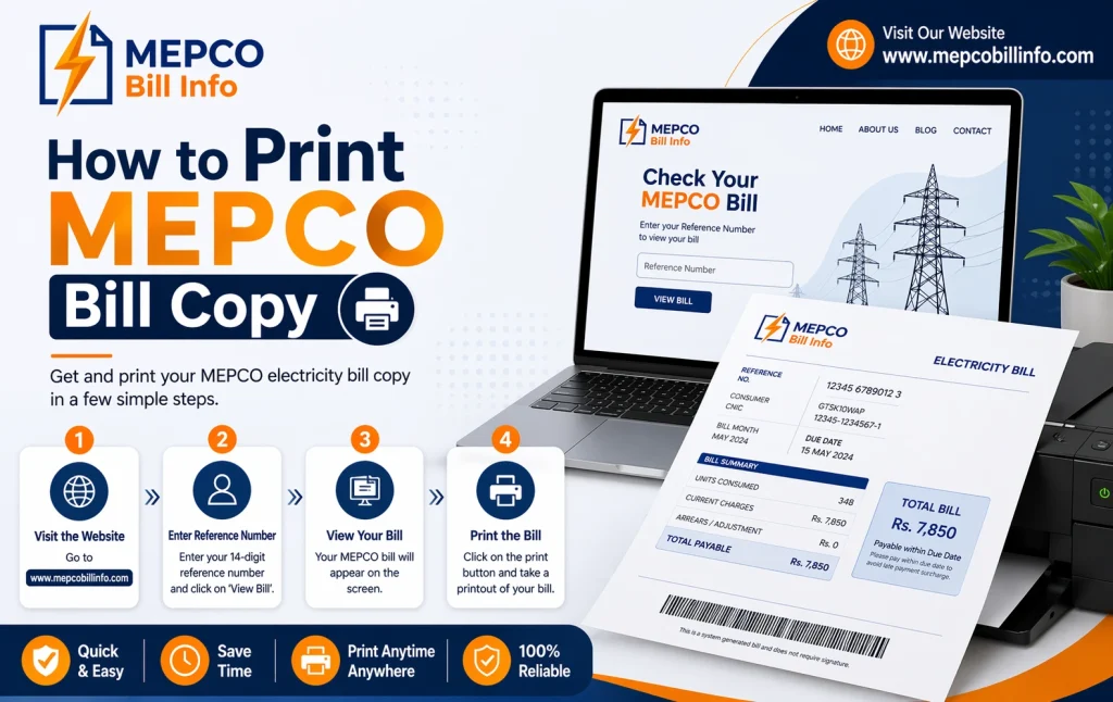 How to print MEPCO bill copy