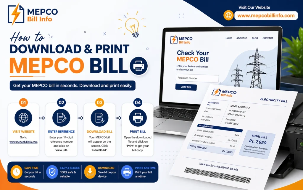 How to print and download MEPCO bill copy