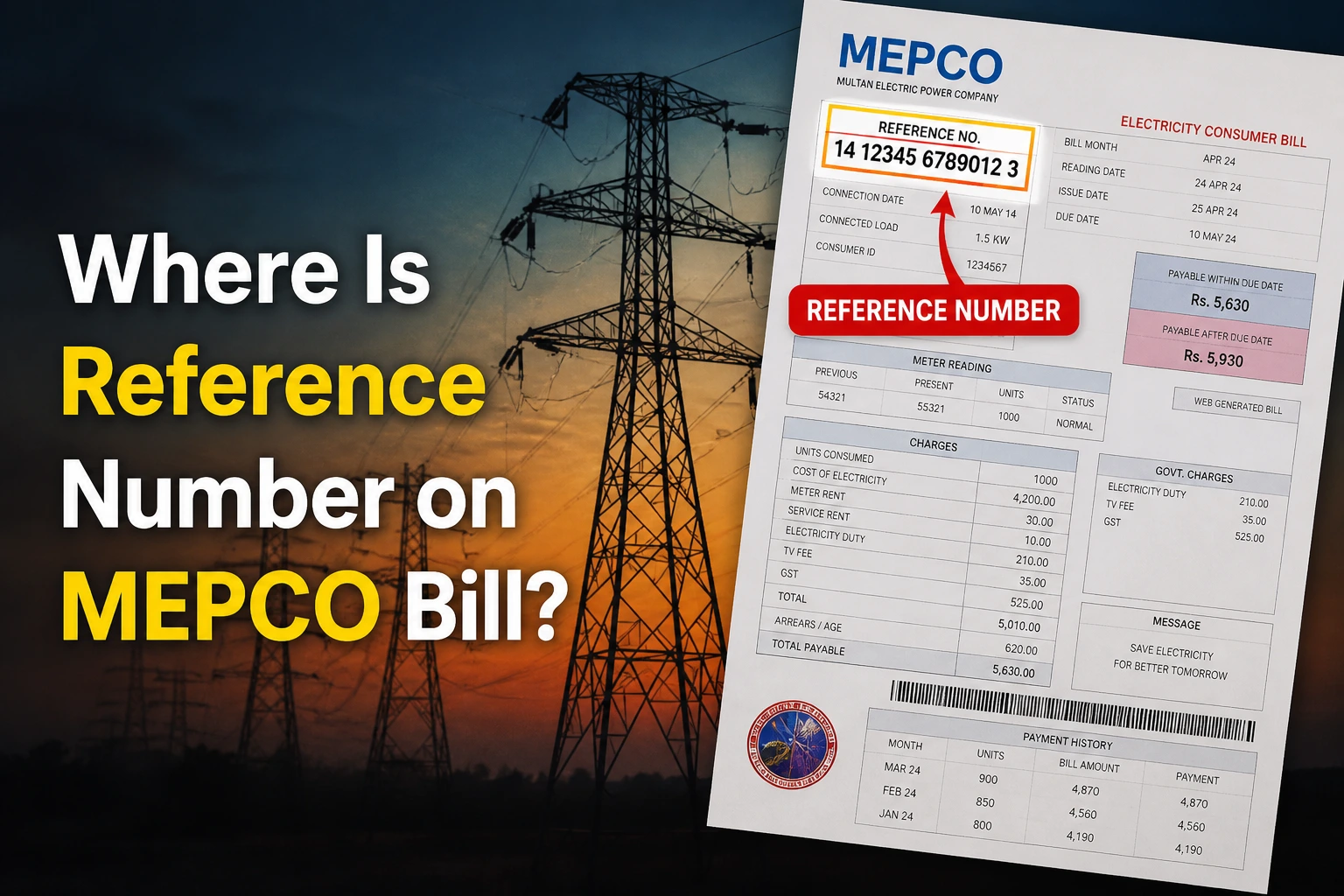 Where Is Reference Number on MEPCO Bill